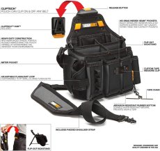 画像2: ToughBuilt Master Electrician Pouch + Shoulder Strap TB-CT-104 Black Full Size　電工袋 (2)