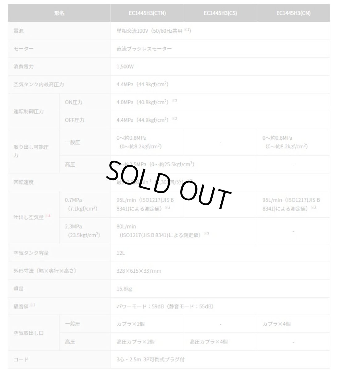 画像6: HiKOKI　釘打機用エアコンプレッサ　EC1445H3(CS)　12L高圧専用 (6)